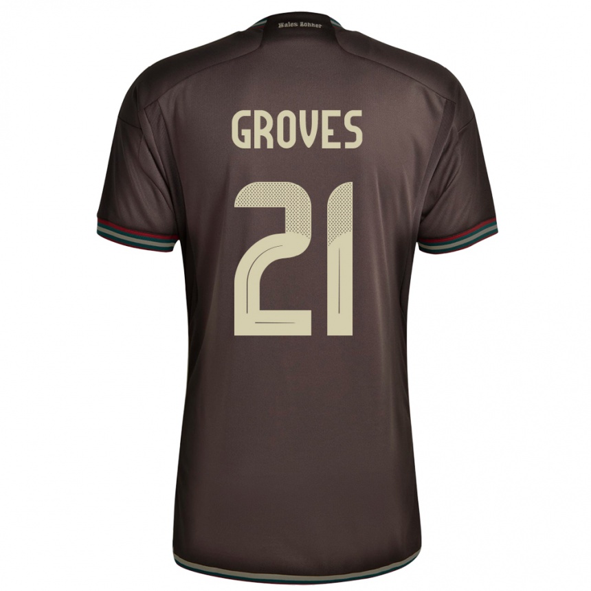 Moteriškas Jamaika Isreala Groves #21 Naktinė Ruda Išvykos Marškinėliai 24-26 T-Shirt