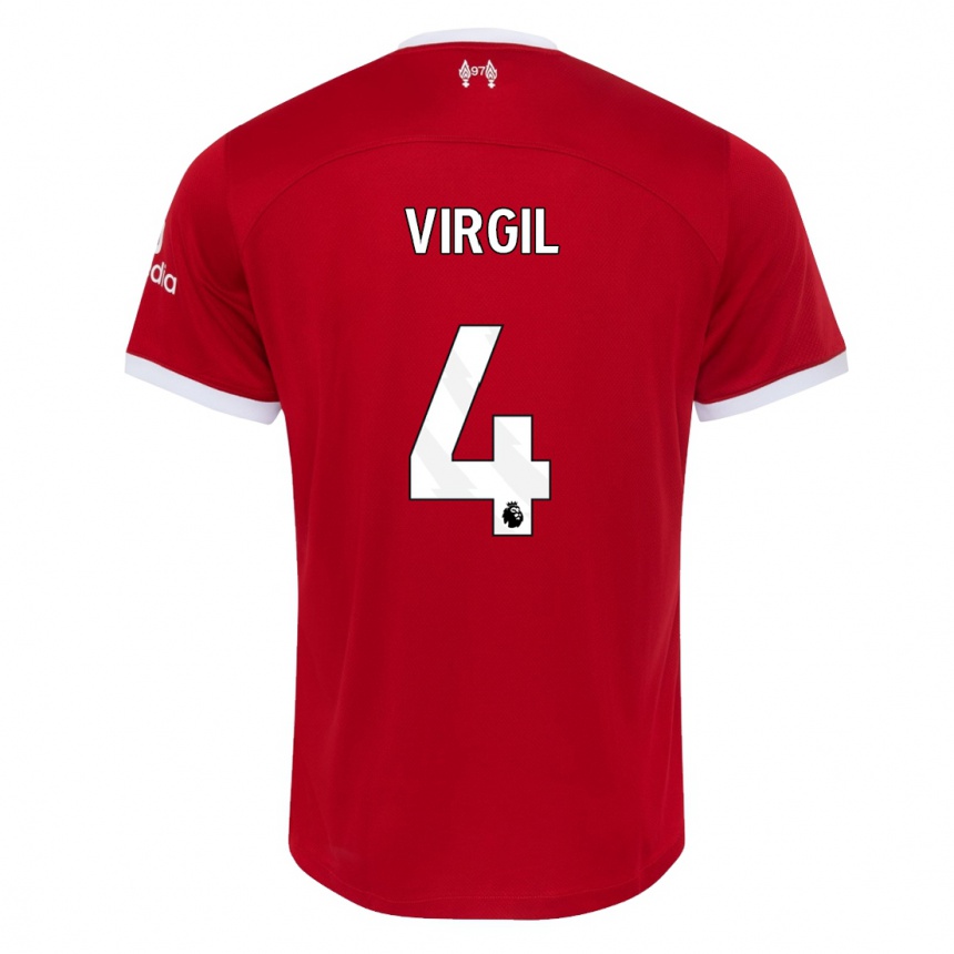 Vaikiškas Virgil Van Dijk #4 Raudona Namų Marškinėliai 2023/24 T-Shirt