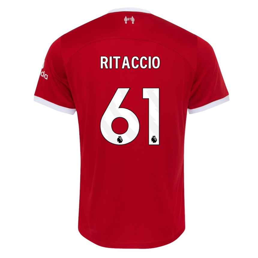 Vaikiškas Matteo Ritaccio #61 Raudona Namų Marškinėliai 2023/24 T-Shirt