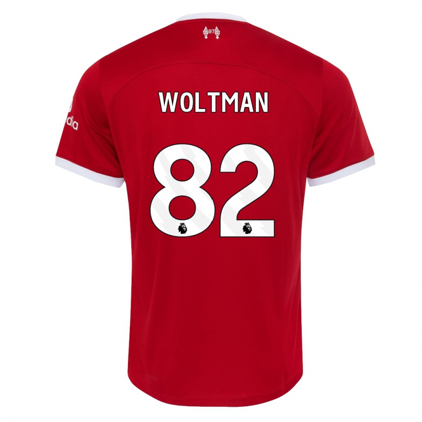 Vaikiškas Max Woltman #82 Raudona Namų Marškinėliai 2023/24 T-Shirt