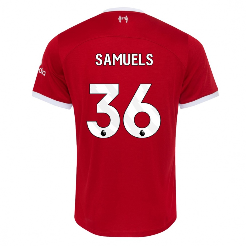 Vaikiškas Kerron Samuels #36 Raudona Namų Marškinėliai 2023/24 T-Shirt