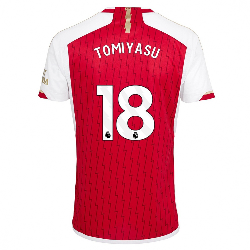 Vaikiškas Takehiro Tomiyasu #18 Raudona Namų Marškinėliai 2023/24 T-Shirt