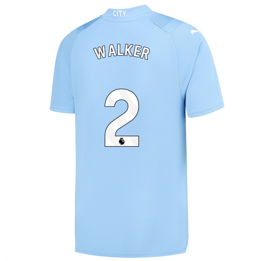 Vaikiškas Kyle Walker #2 Šviesiai Mėlynas Namų Marškinėliai 2023/24 T-Shirt