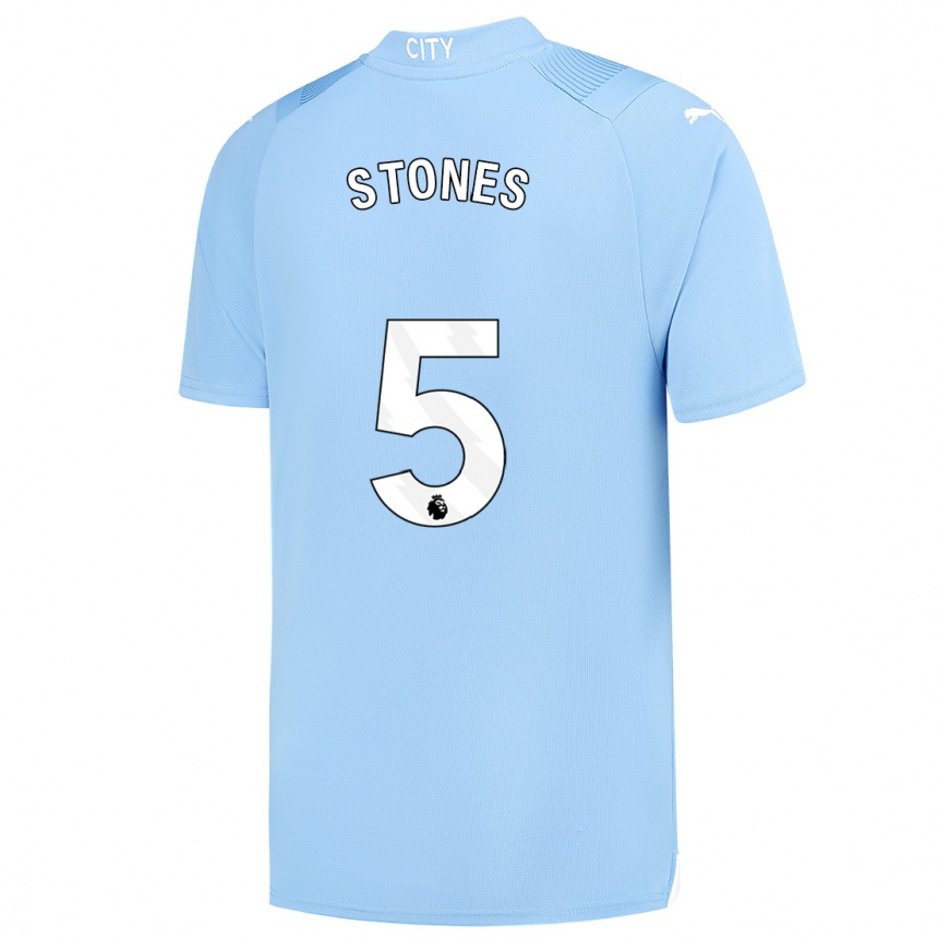 Vaikiškas John Stones #5 Šviesiai Mėlynas Namų Marškinėliai 2023/24 T-Shirt