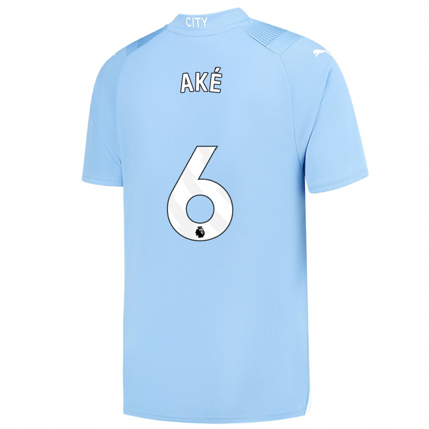 Vaikiškas Nathan Ake #6 Šviesiai Mėlynas Namų Marškinėliai 2023/24 T-Shirt