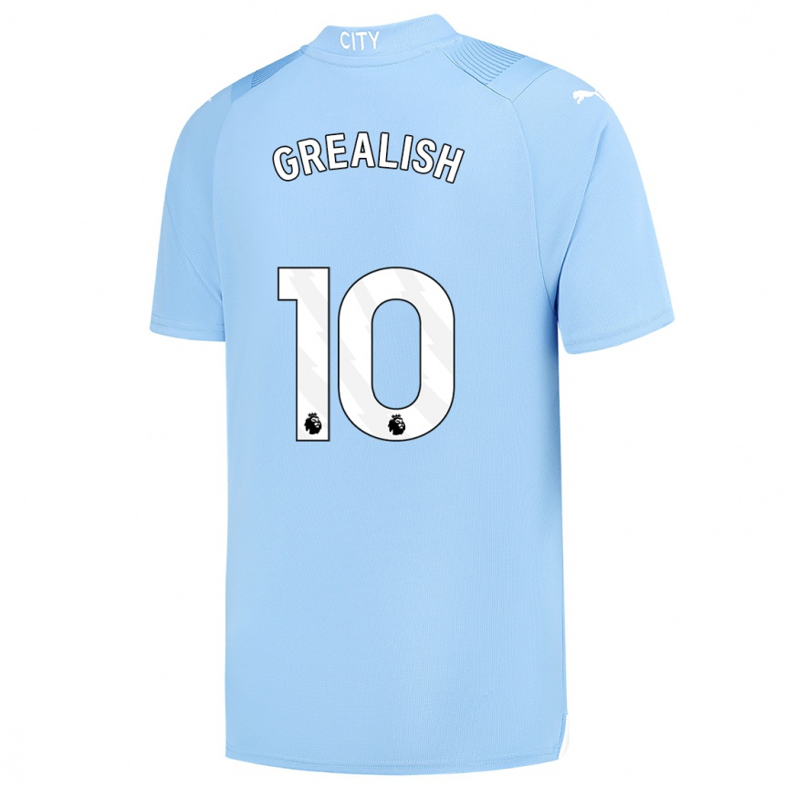 Vaikiškas Jack Grealish #10 Šviesiai Mėlynas Namų Marškinėliai 2023/24 T-Shirt