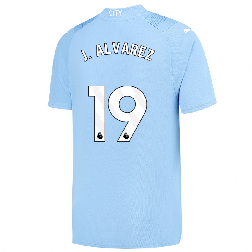 Vaikiškas Julian Alvarez #19 Šviesiai Mėlynas Namų Marškinėliai 2023/24 T-Shirt