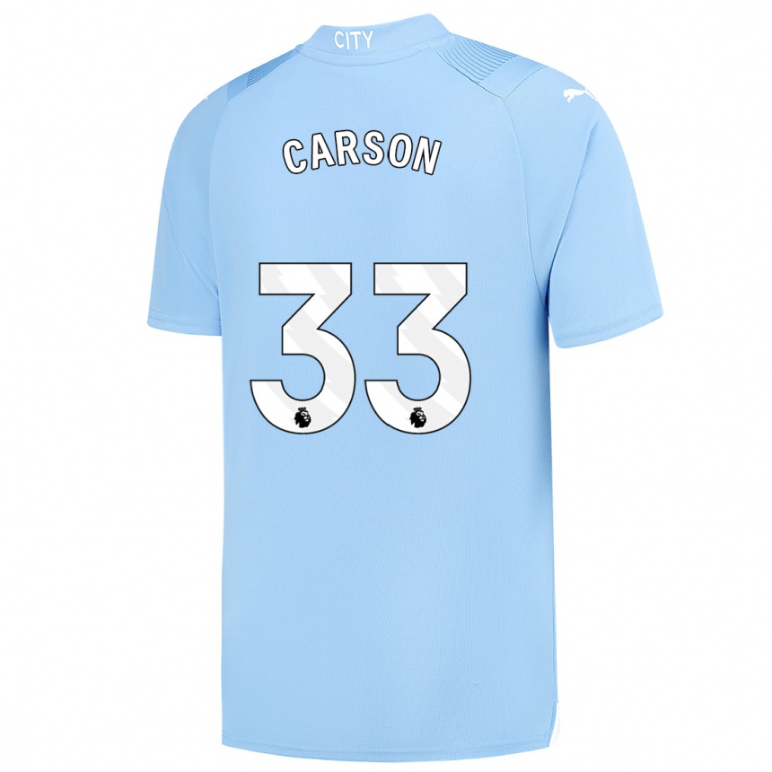 Vaikiškas Scott Carson #33 Šviesiai Mėlynas Namų Marškinėliai 2023/24 T-Shirt