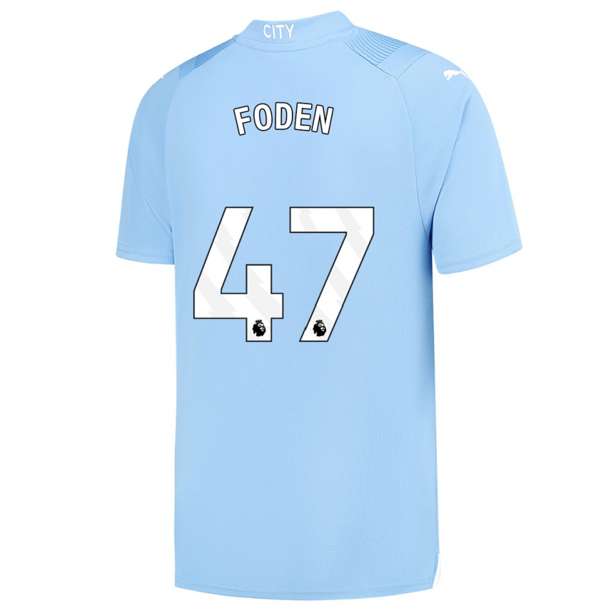 Vaikiškas Phil Foden #47 Šviesiai Mėlynas Namų Marškinėliai 2023/24 T-Shirt