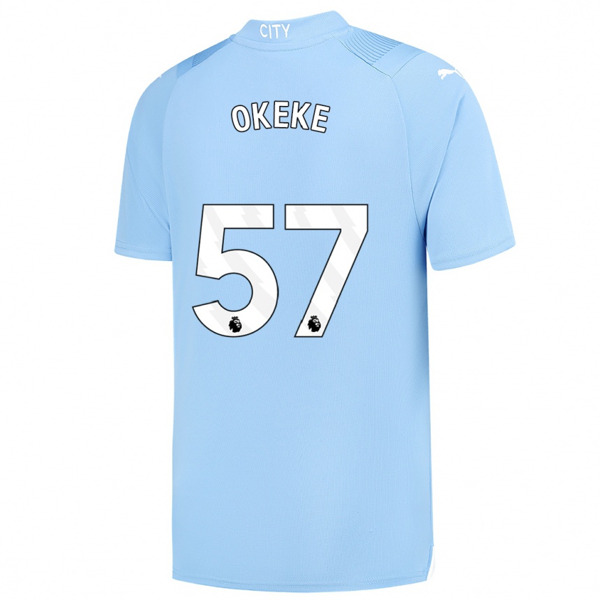 Vaikiškas Michael Okeke #57 Šviesiai Mėlynas Namų Marškinėliai 2023/24 T-Shirt