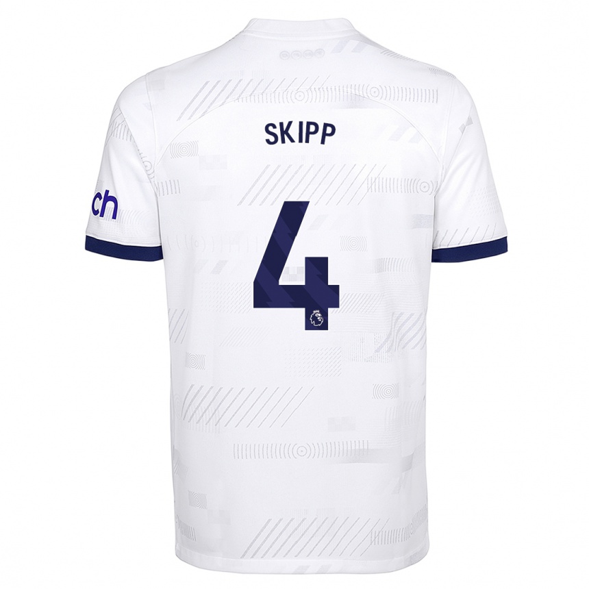 Vaikiškas Oliver Skipp #4 Baltas Namų Marškinėliai 2023/24 T-Shirt