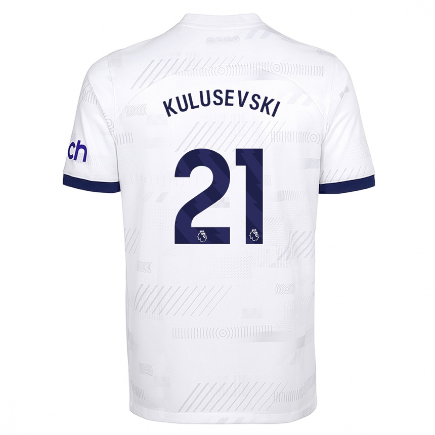 Vaikiškas Dejan Kulusevski #21 Baltas Namų Marškinėliai 2023/24 T-Shirt