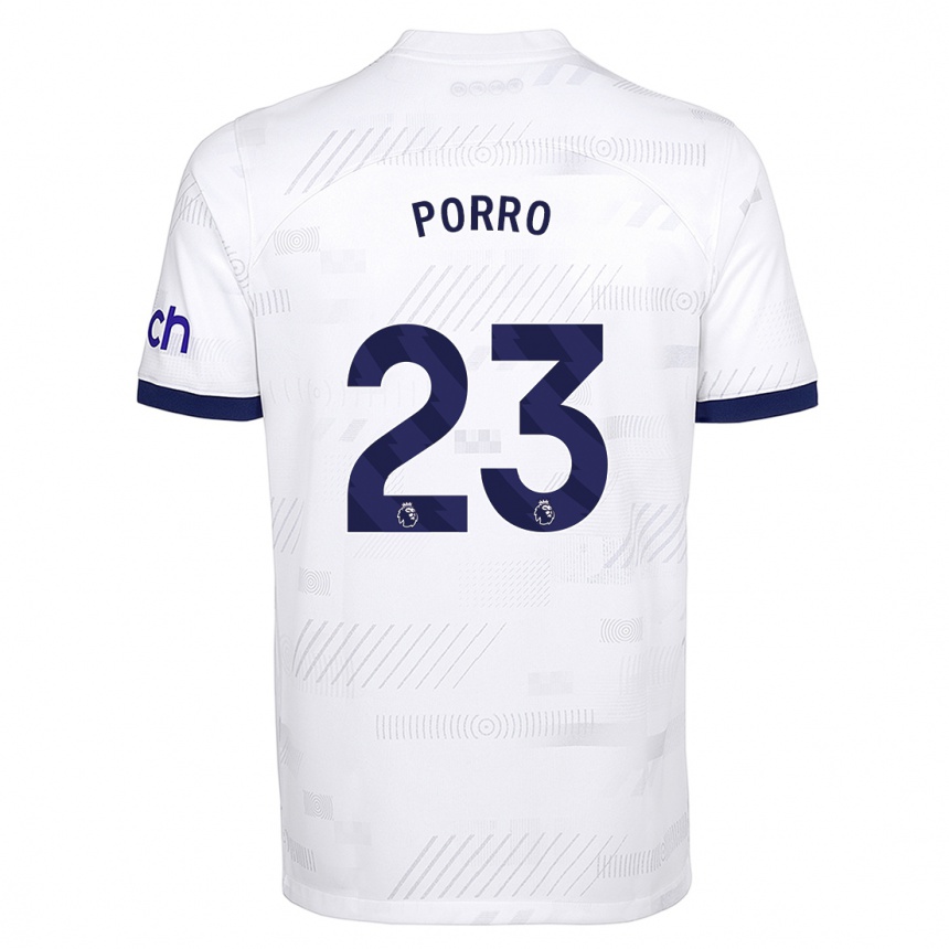 Vaikiškas Pedro Porro #23 Baltas Namų Marškinėliai 2023/24 T-Shirt