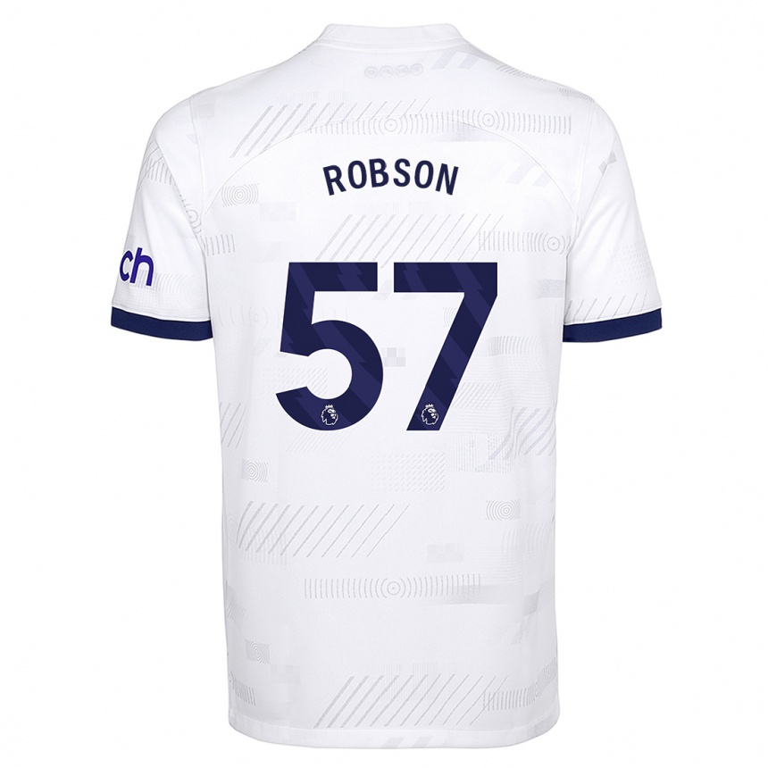 Vaikiškas Max Robson #57 Baltas Namų Marškinėliai 2023/24 T-Shirt