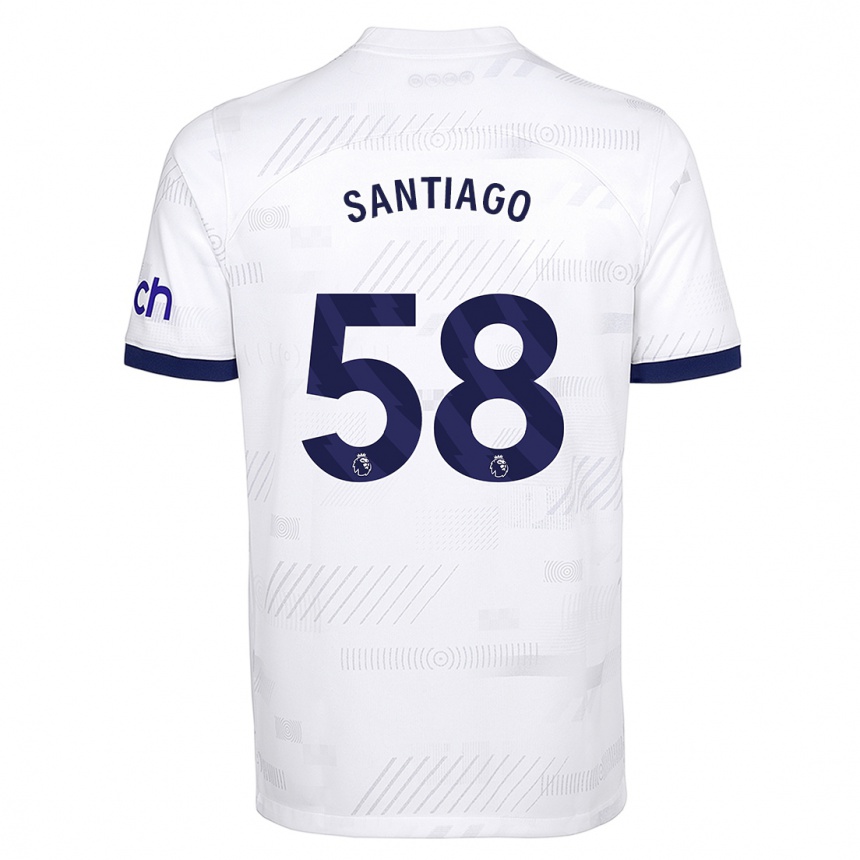 Vaikiškas Yago Santiago #58 Baltas Namų Marškinėliai 2023/24 T-Shirt