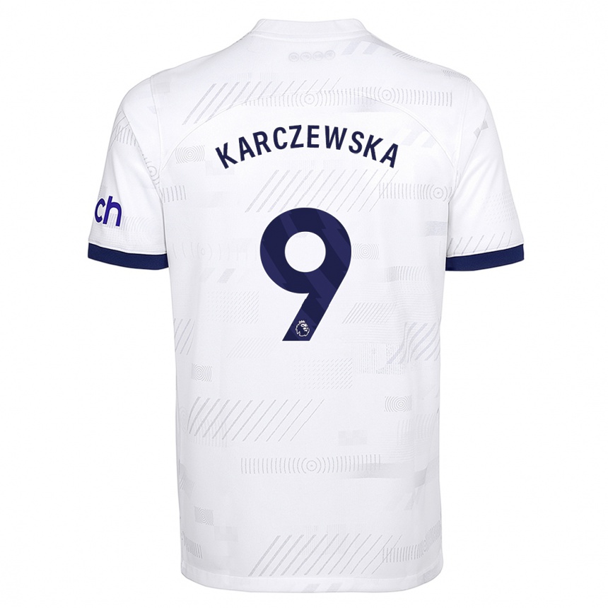 Vaikiškas Nikola Karczewska #9 Baltas Namų Marškinėliai 2023/24 T-Shirt