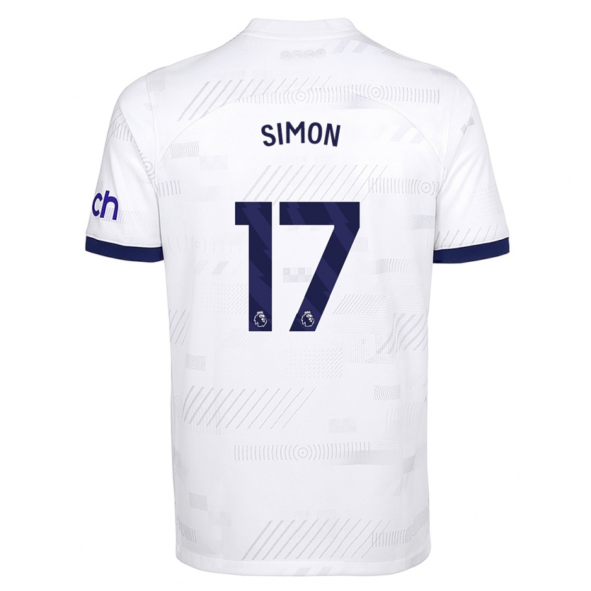 Vaikiškas Kyah Simon #17 Baltas Namų Marškinėliai 2023/24 T-Shirt