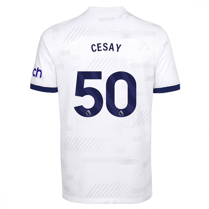 Vaikiškas Kallum Cesay #50 Baltas Namų Marškinėliai 2023/24 T-Shirt