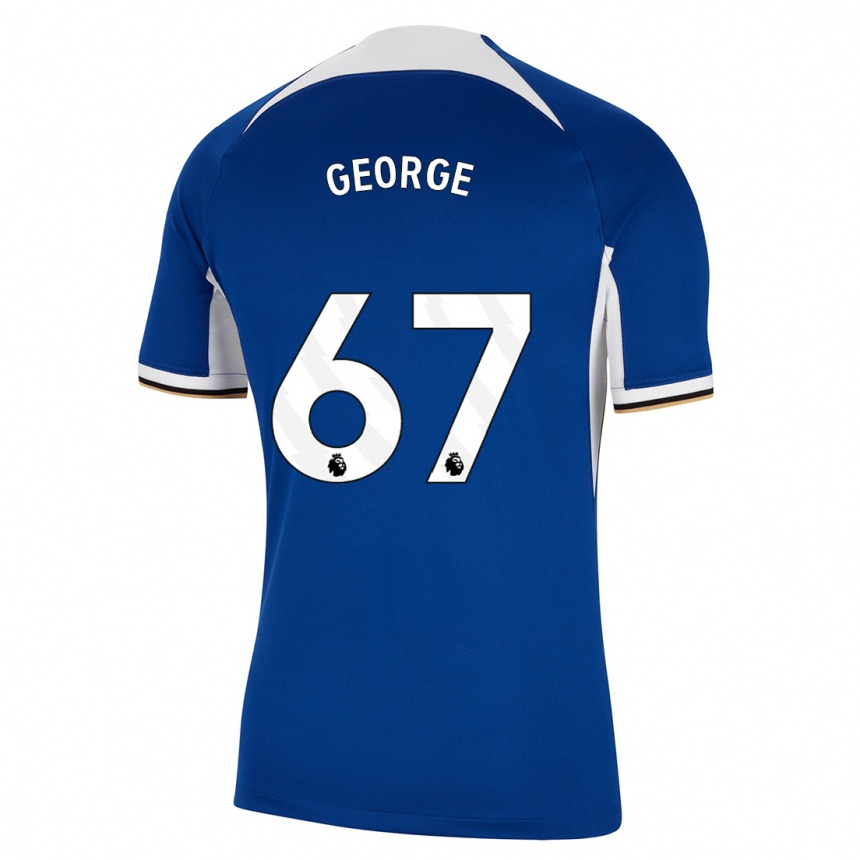 Vaikiškas Tyrique George #67 Mėlyna Namų Marškinėliai 2023/24 T-Shirt