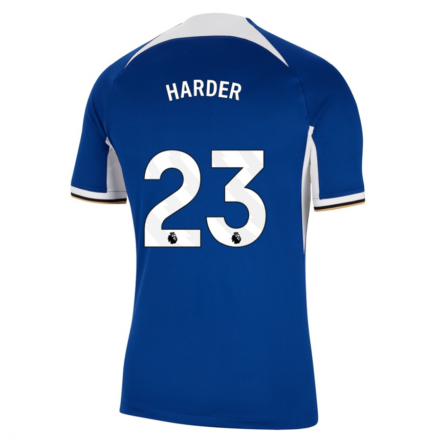 Vaikiškas Pernille Harder #23 Mėlyna Namų Marškinėliai 2023/24 T-Shirt