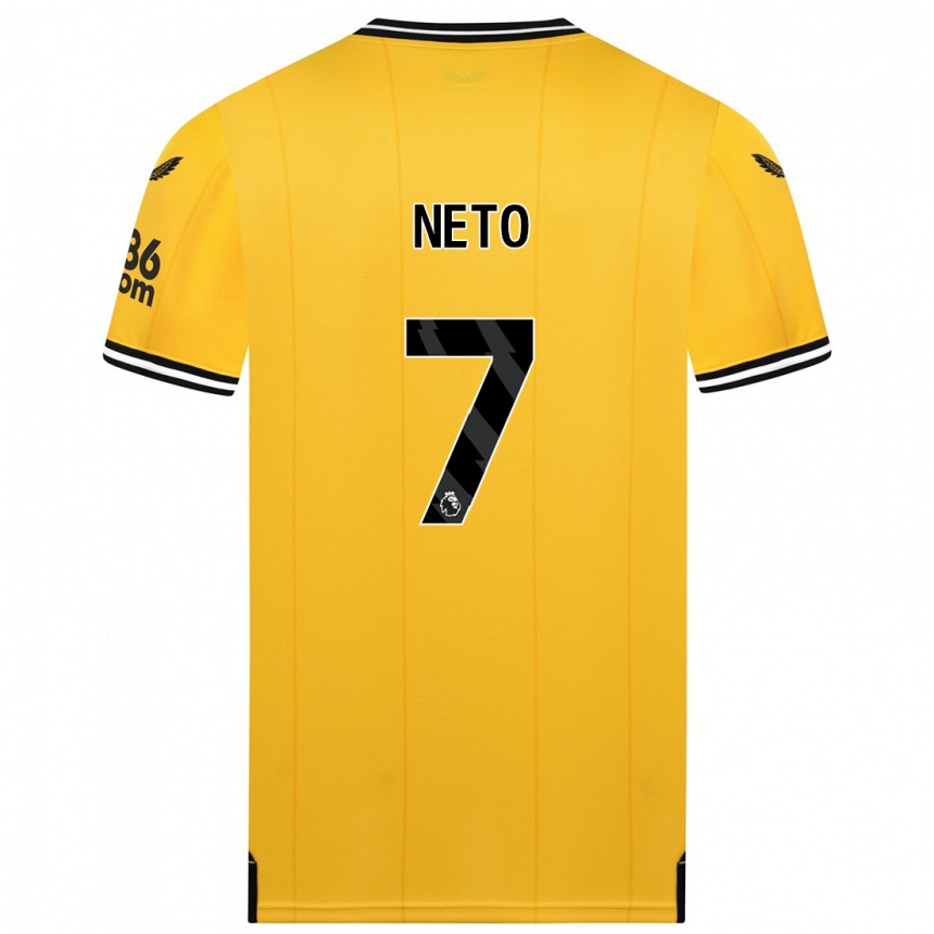 Vaikiškas Pedro Neto #7 Geltona Namų Marškinėliai 2023/24 T-Shirt