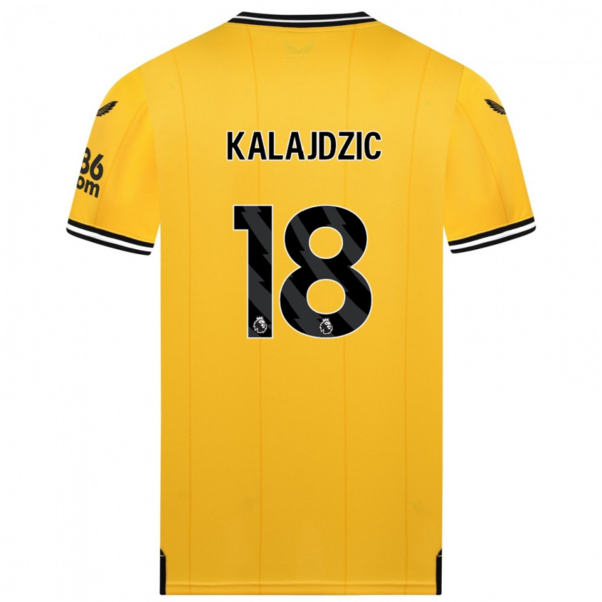 Vaikiškas Sasa Kalajdzic #18 Geltona Namų Marškinėliai 2023/24 T-Shirt