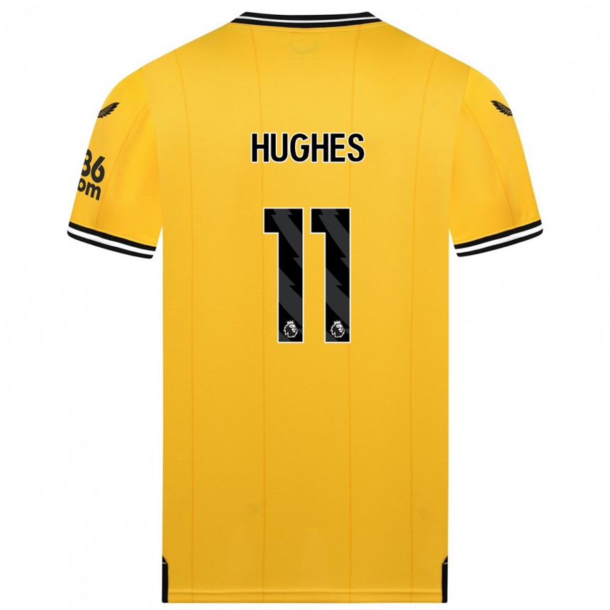 Vaikiškas Amber Hughes #11 Geltona Namų Marškinėliai 2023/24 T-Shirt