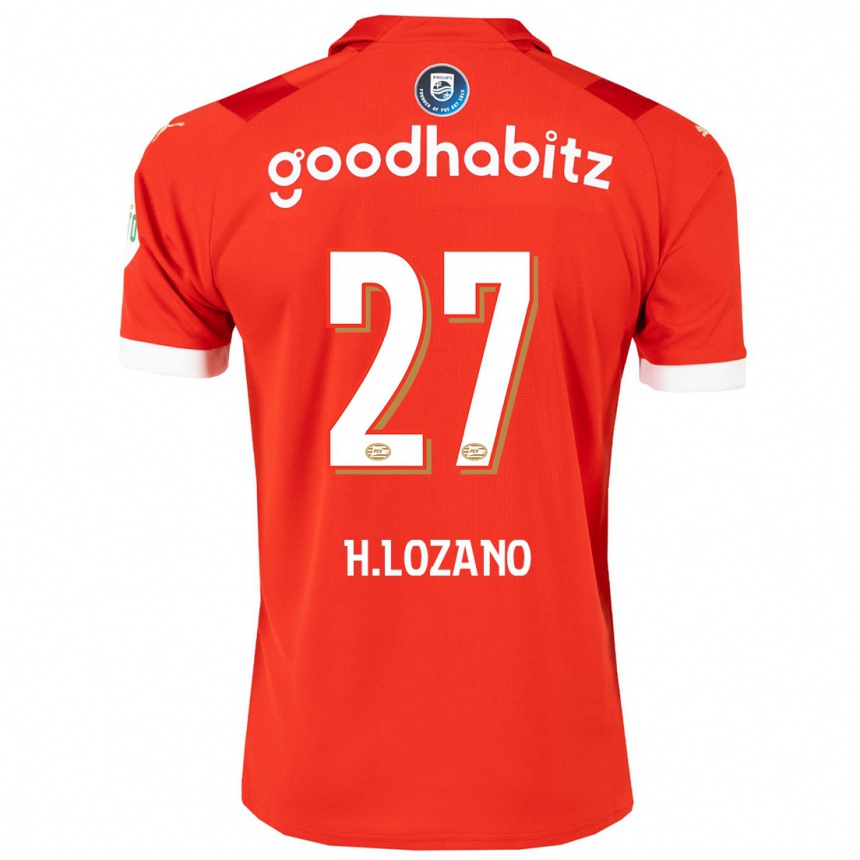 Vaikiškas Hirving Lozano #27 Raudona Namų Marškinėliai 2023/24 T-Shirt