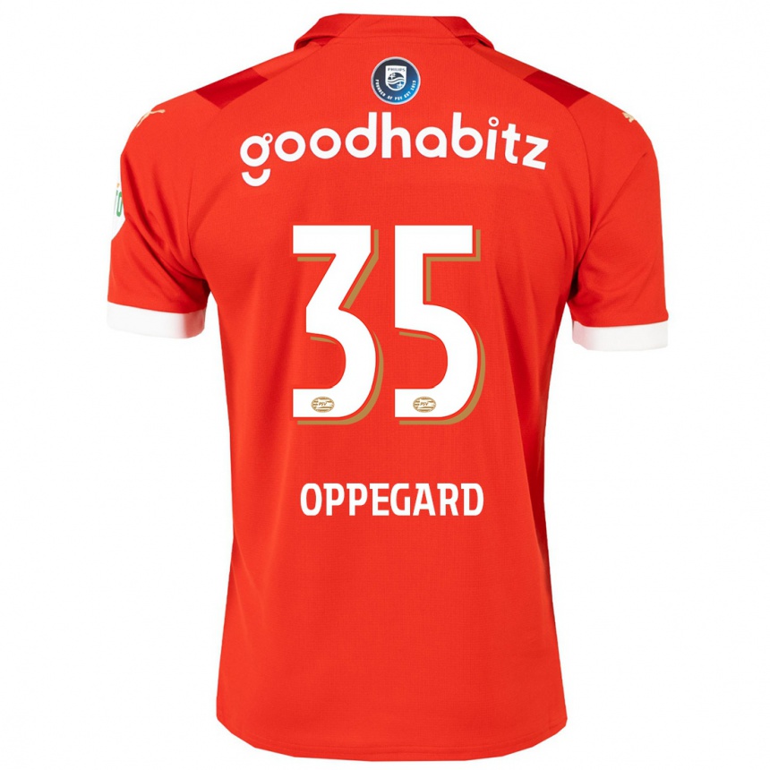 Vaikiškas Fredrik Oppegard #35 Raudona Namų Marškinėliai 2023/24 T-Shirt