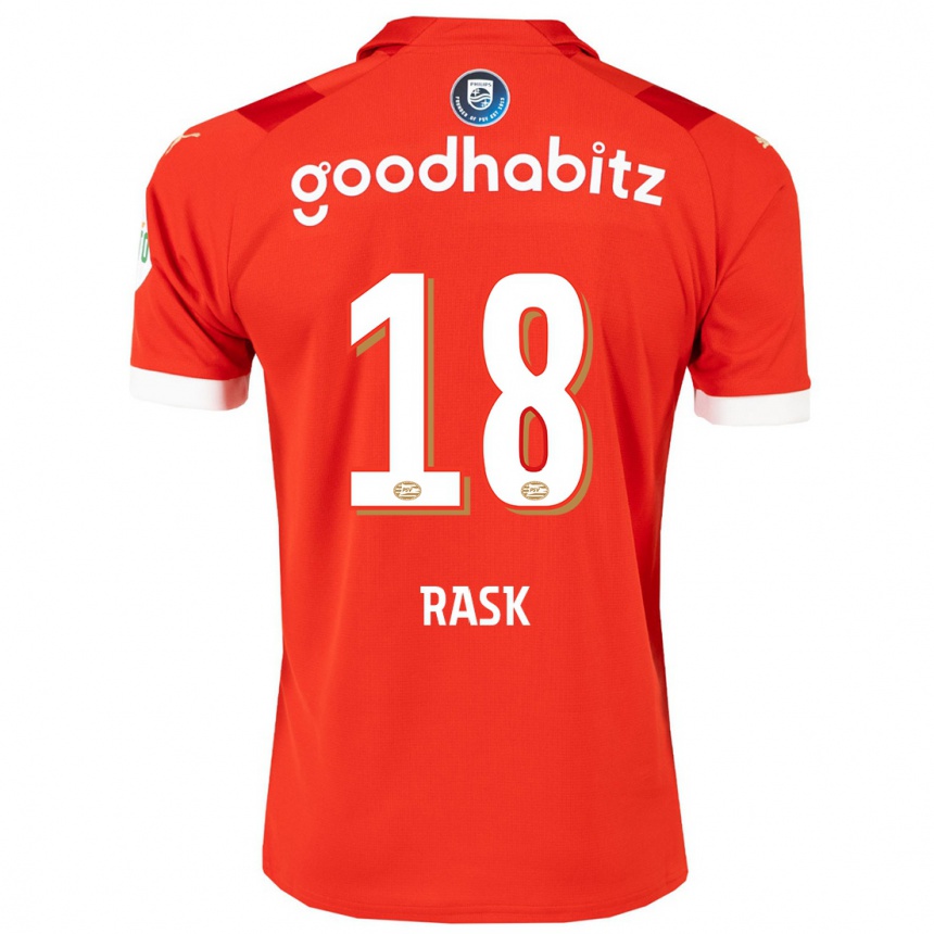 Vaikiškas Caroline Rask #18 Raudona Namų Marškinėliai 2023/24 T-Shirt