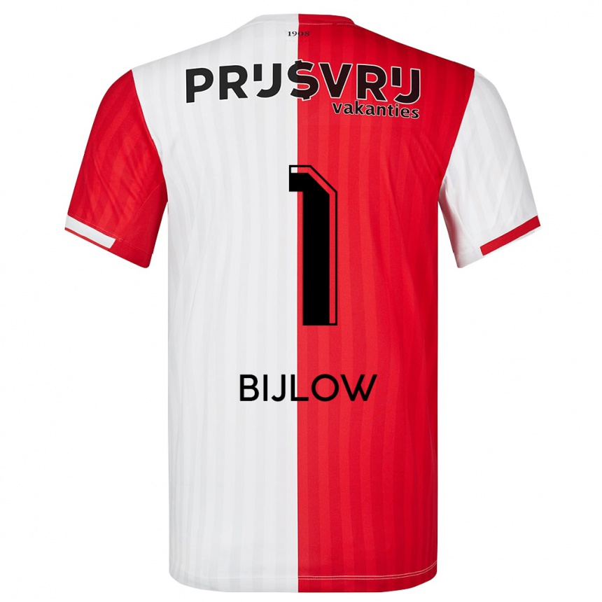 Vaikiškas Justin Bijlow #1 Raudona Balta Namų Marškinėliai 2023/24 T-Shirt