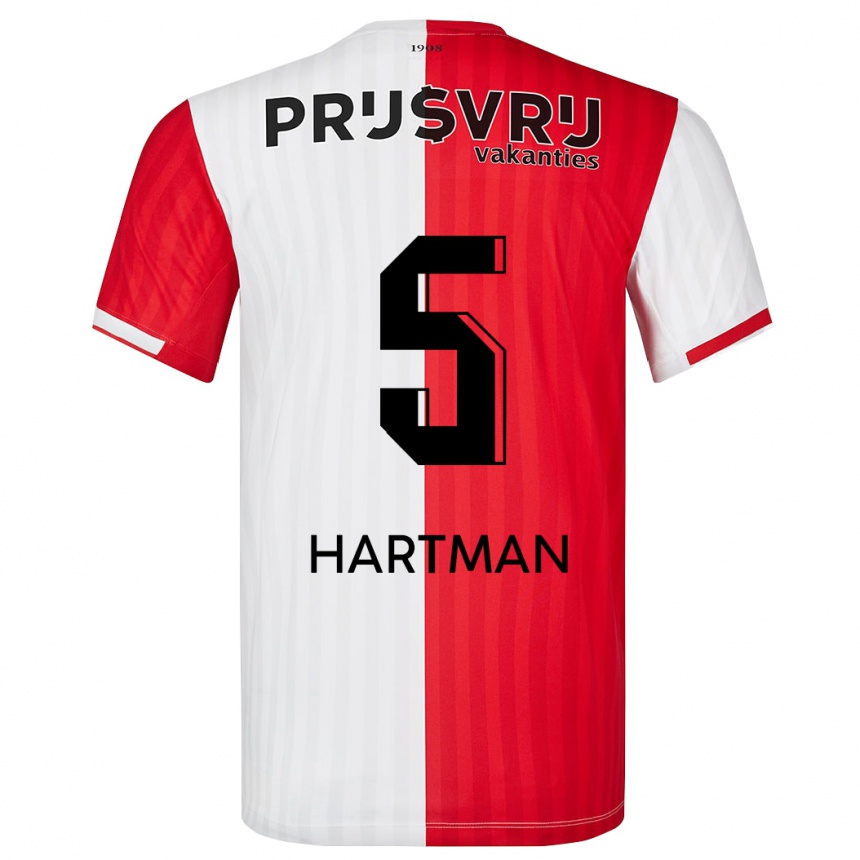 Vaikiškas Quilindschy Hartman #5 Raudona Balta Namų Marškinėliai 2023/24 T-Shirt