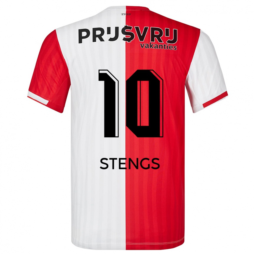 Vaikiškas Calvin Stengs #10 Raudona Balta Namų Marškinėliai 2023/24 T-Shirt