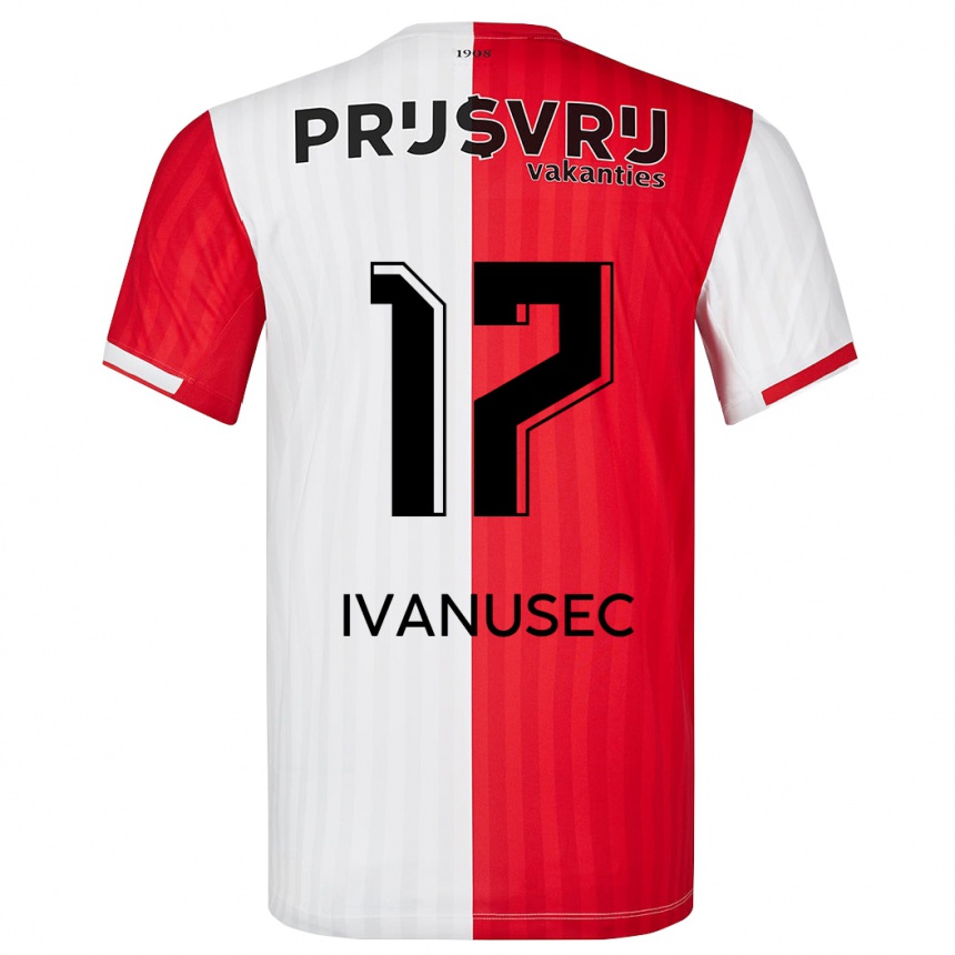 Vaikiškas Luka Ivanusec #17 Raudona Balta Namų Marškinėliai 2023/24 T-Shirt