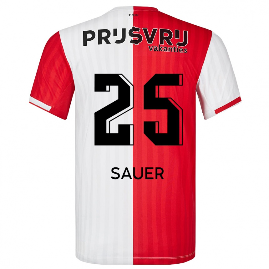 Vaikiškas Leo Sauer #25 Raudona Balta Namų Marškinėliai 2023/24 T-Shirt