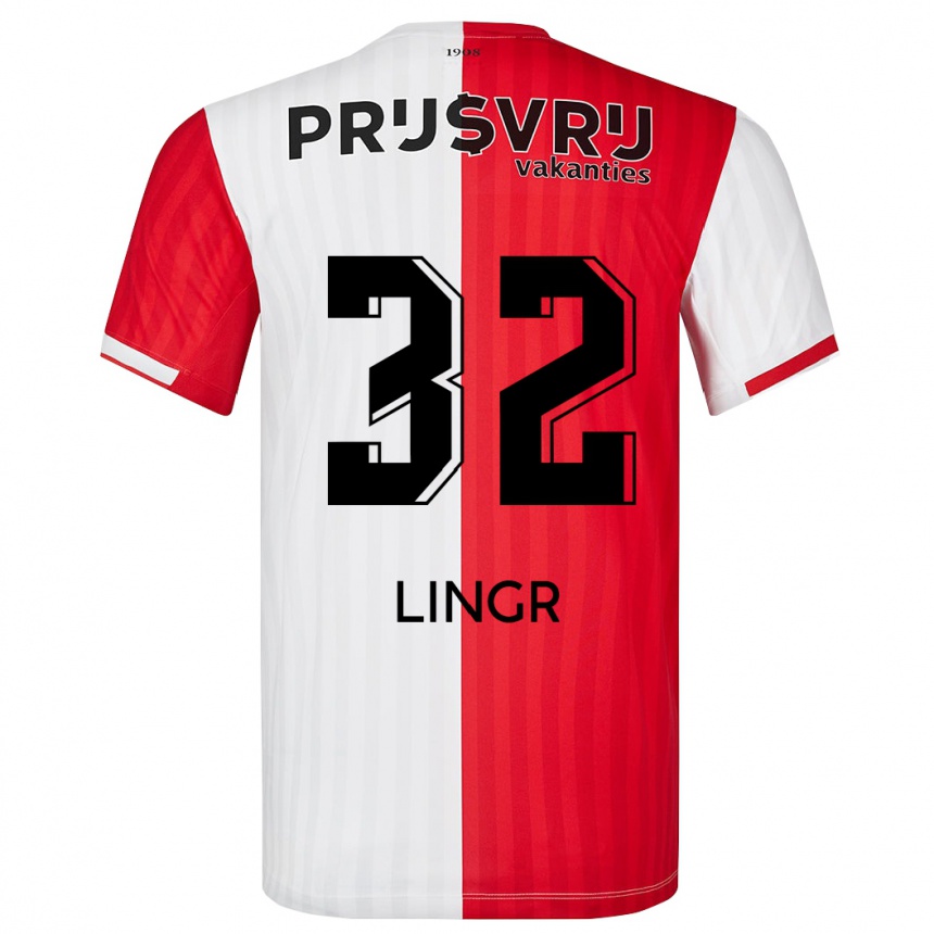 Vaikiškas Ondrej Lingr #32 Raudona Balta Namų Marškinėliai 2023/24 T-Shirt