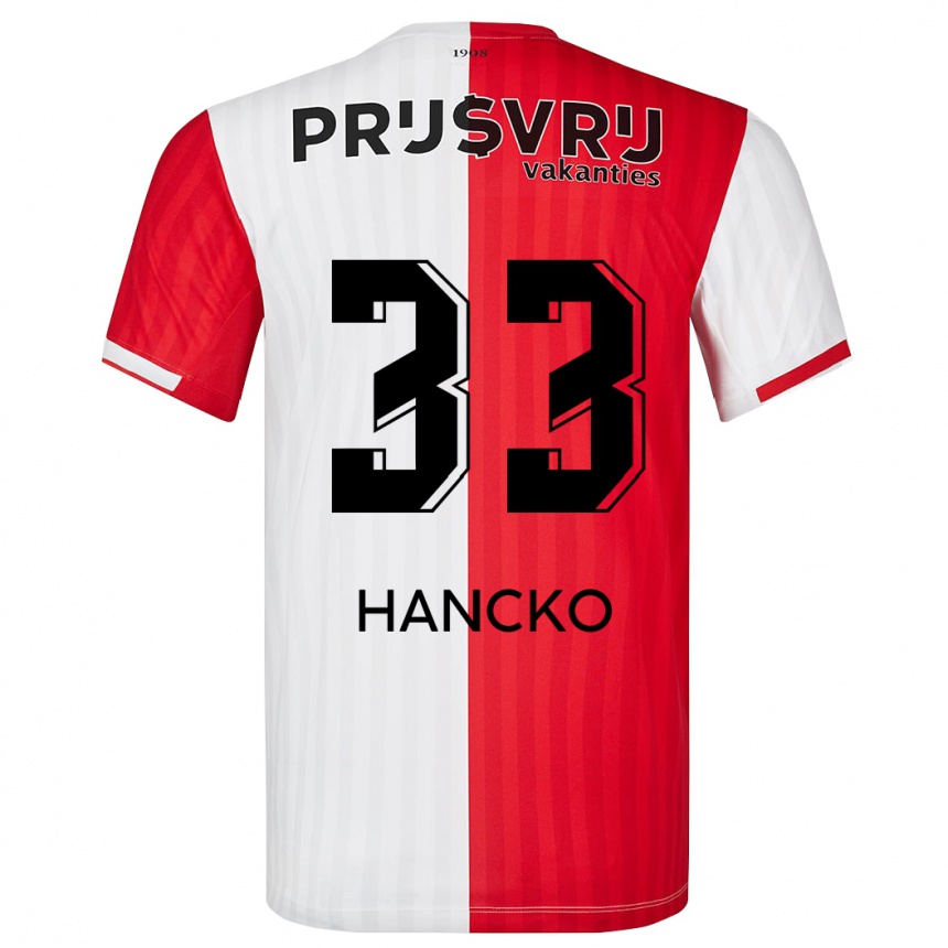 Vaikiškas David Hancko #33 Raudona Balta Namų Marškinėliai 2023/24 T-Shirt