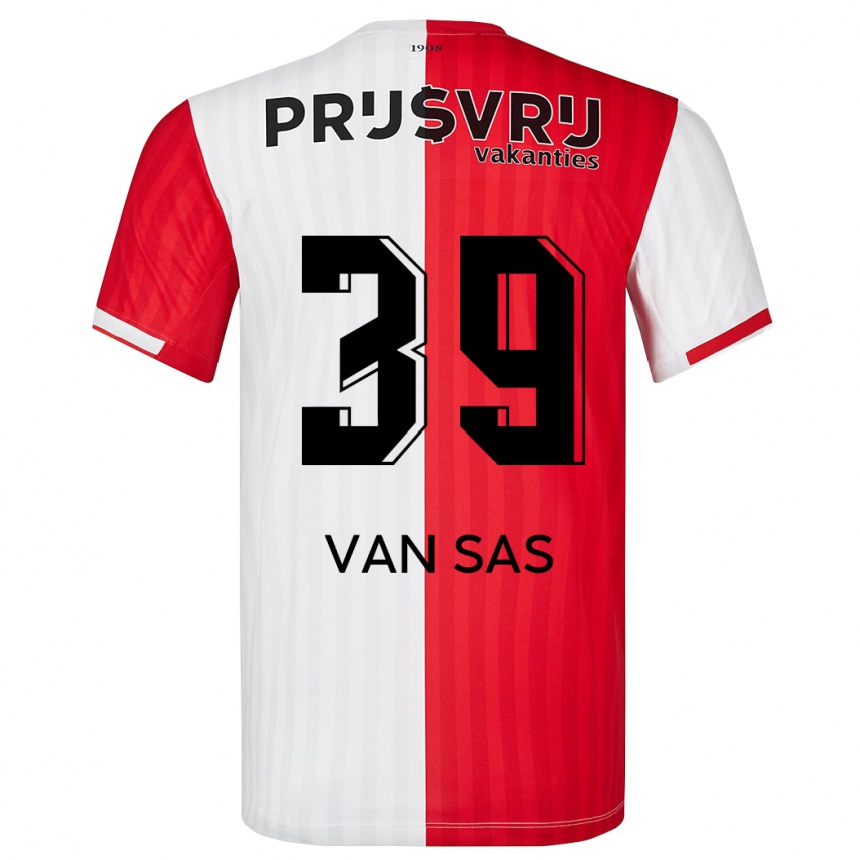 Vaikiškas Mikki Van Sas #39 Raudona Balta Namų Marškinėliai 2023/24 T-Shirt