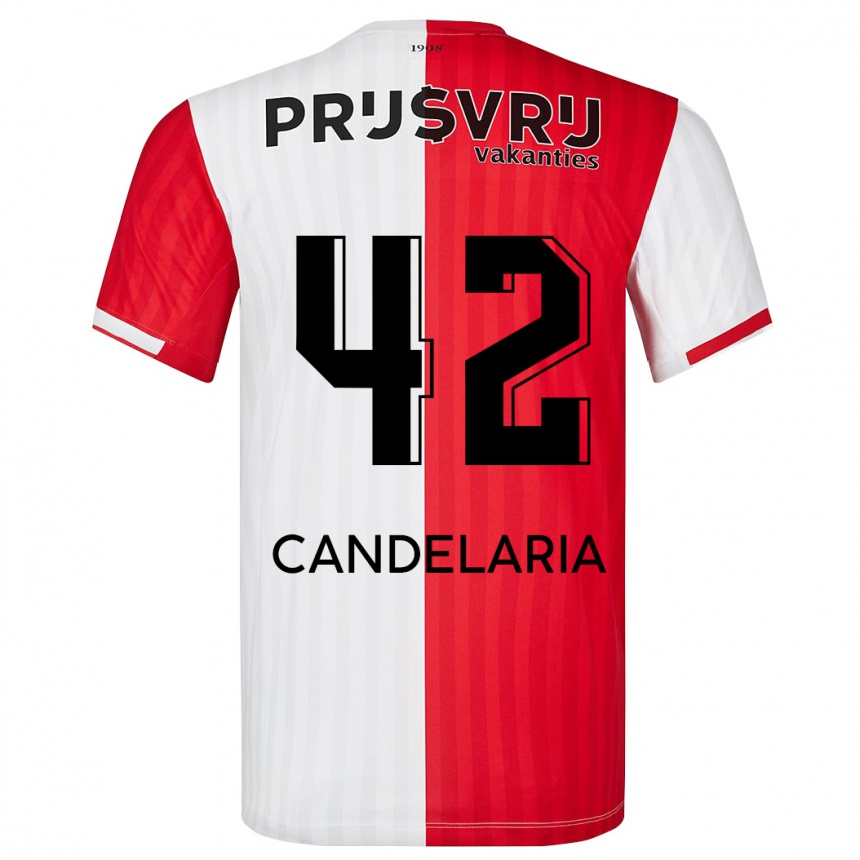 Vaikiškas Jayden Candelaria #42 Raudona Balta Namų Marškinėliai 2023/24 T-Shirt