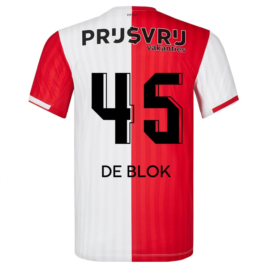 Vaikiškas Lars De Blok #45 Raudona Balta Namų Marškinėliai 2023/24 T-Shirt