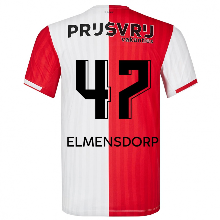 Vaikiškas Paris Elmensdorp #47 Raudona Balta Namų Marškinėliai 2023/24 T-Shirt