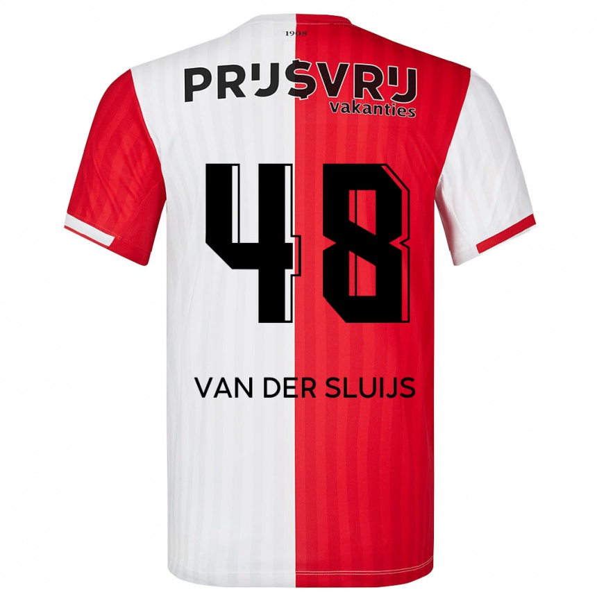 Vaikiškas Joep Van Der Sluijs #48 Raudona Balta Namų Marškinėliai 2023/24 T-Shirt