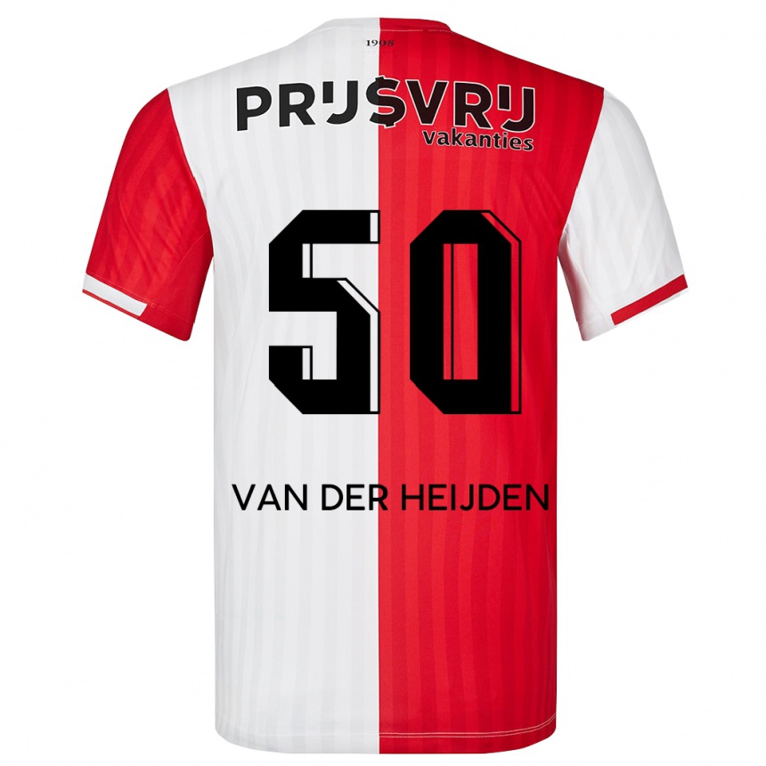 Vaikiškas Délano Van Der Heijden #50 Raudona Balta Namų Marškinėliai 2023/24 T-Shirt