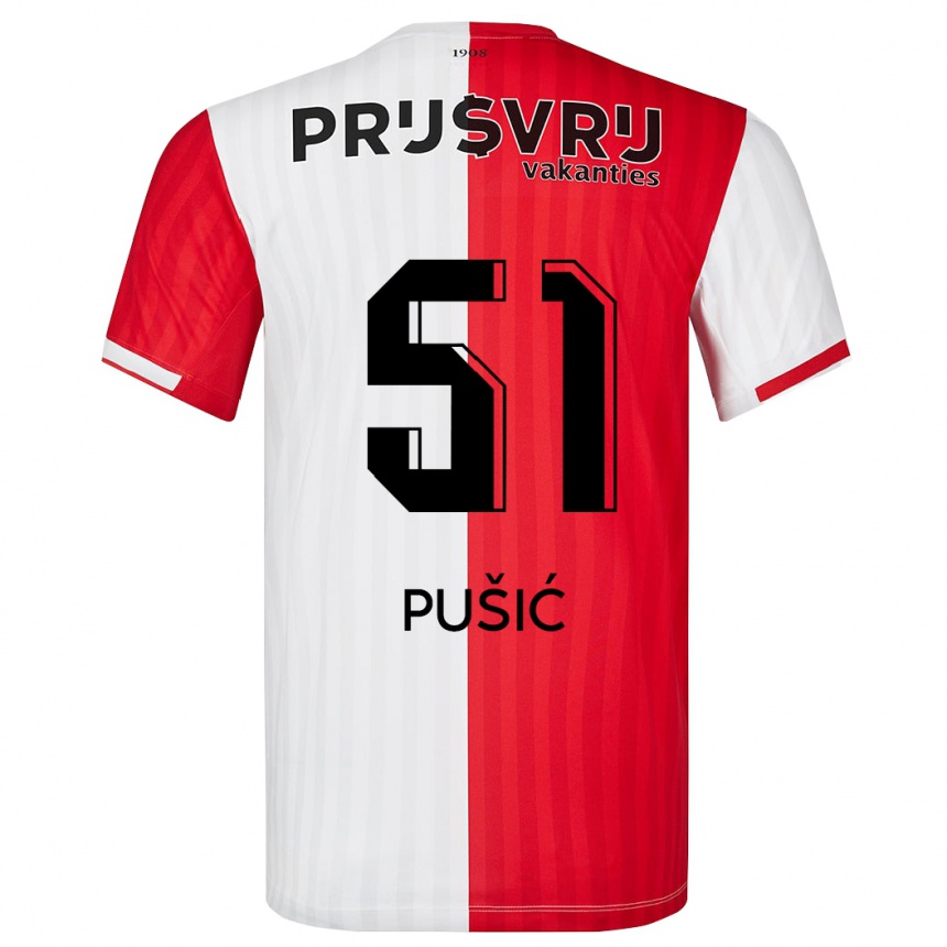 Vaikiškas Noah Pušić #51 Raudona Balta Namų Marškinėliai 2023/24 T-Shirt