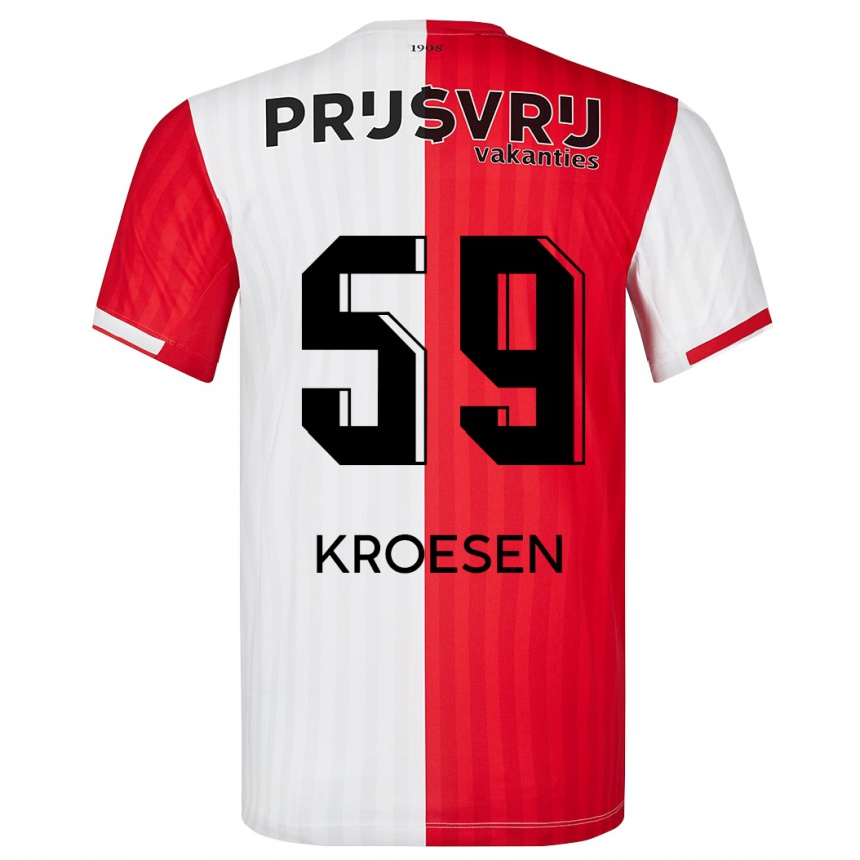 Vaikiškas Jaimy Kroesen #59 Raudona Balta Namų Marškinėliai 2023/24 T-Shirt