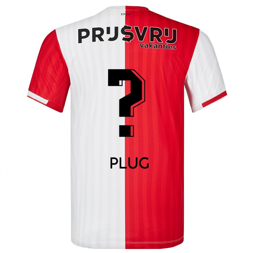 Vaikiškas Jan Plug #0 Raudona Balta Namų Marškinėliai 2023/24 T-Shirt