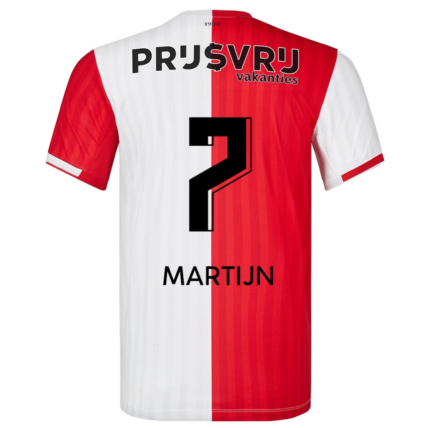 Vaikiškas Rowendley Martijn #7 Raudona Balta Namų Marškinėliai 2023/24 T-Shirt