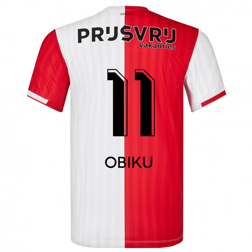 Vaikiškas Junior Obiku #11 Raudona Balta Namų Marškinėliai 2023/24 T-Shirt