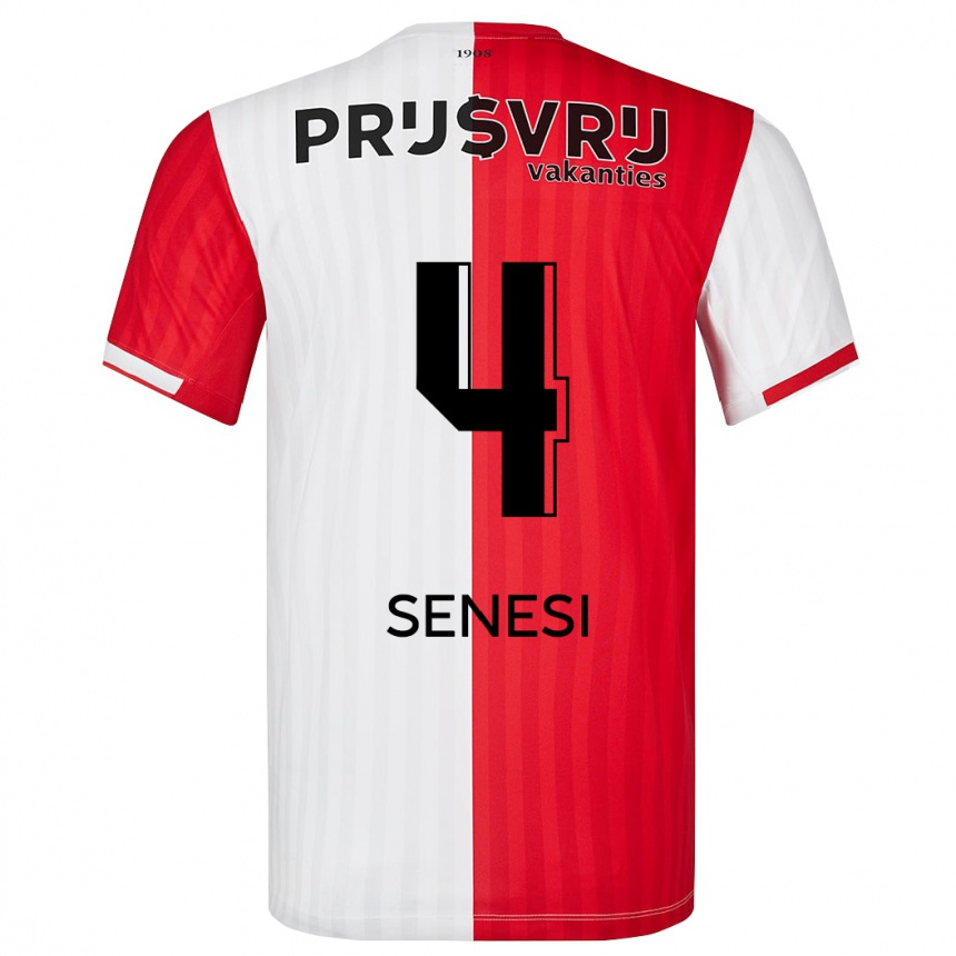 Vaikiškas Marcos Senesi #4 Raudona Balta Namų Marškinėliai 2023/24 T-Shirt