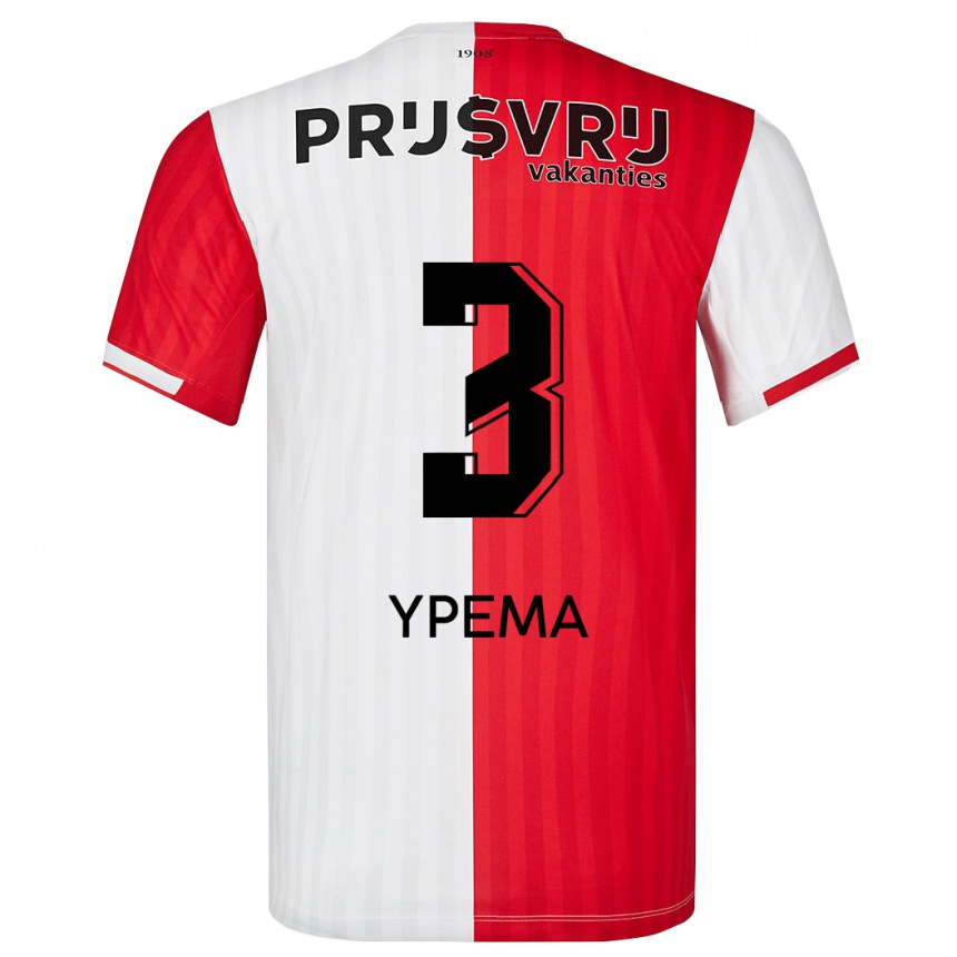 Vaikiškas Danique Ypema #3 Raudona Balta Namų Marškinėliai 2023/24 T-Shirt